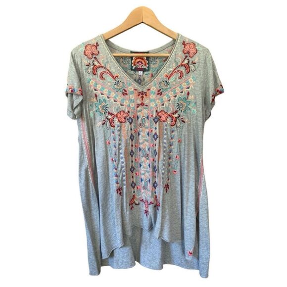 Johnny Was Tua Embroidered Knit Drape Top Grey‎ Size S - Picture 4 of 12